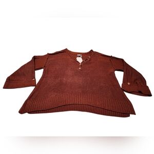 Women’s XL Belk Wonderly Brown Knit Sweater with Button Accents